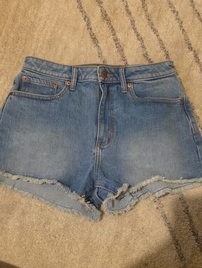 High-Rise Light Blue Denim Cutoff Shorts